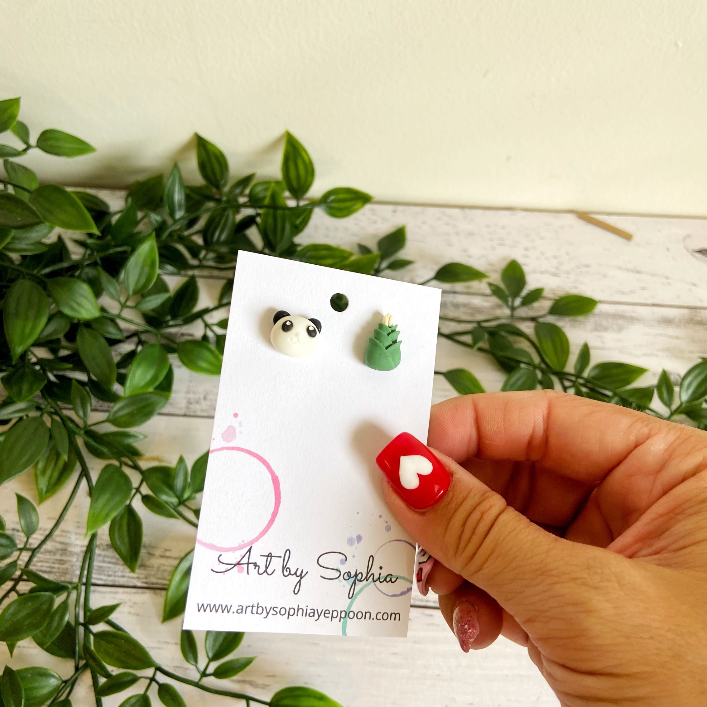 panda and bamboo mismatched earrings from the animal earring
